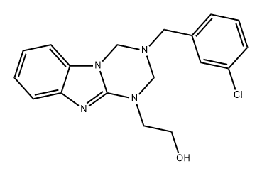 1,3,5-Triazino[1,2-a]benzimidazole-1(2H)-ethanol, 3-[(3-chlorophenyl)methyl]-3,4-dihydro- Structure