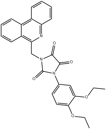 2,4,5-Imidazolidinetrione, 1-(3,4-diethoxyphenyl)-3-(6-phenanthridinylmethyl)- Structure
