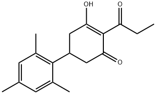 2-Cyclohexen-1-one, 3-hydroxy-2-(1-oxopropyl)-5-(2,4,6-trimethylphenyl)- Structure