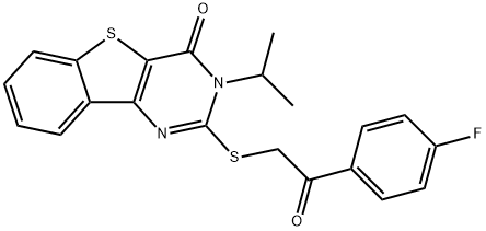 [1]Benzothieno[3,2-d]pyrimidin-4(3H)-one, 2-[[2-(4-fluorophenyl)-2-oxoethyl]thio]-3-(1-methylethyl)- Structure
