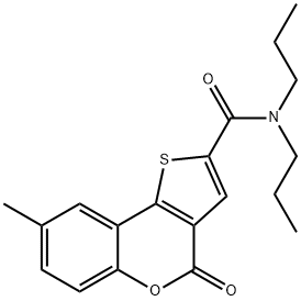 4H-Thieno[3,2-c][1]benzopyran-2-carboxamide, 8-methyl-4-oxo-N,N-dipropyl- Structure