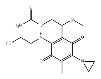 2,5-Cyclohexadiene-1,4-dione, 2-[2-[(aminocarbonyl)oxy]-1-methoxyethyl]-6-(1-aziridinyl)-3-[(2-hydroxyethyl)amino]-5-methyl- Structure