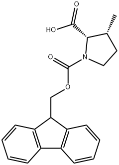 (2S,3R)-3-Methyl-pyrrolidine-1,2-dicarboxylic acid 1-(9H-fluoren-9-ylmethyl) ester Structure