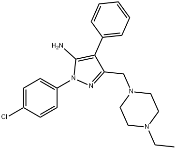 1H-Pyrazol-5-amine, 1-(4-chlorophenyl)-3-[(4-ethyl-1-piperazinyl)methyl]-4-phenyl- Structure