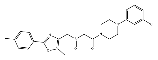 Ethanone, 1-[4-(3-chlorophenyl)-1-piperazinyl]-2-[[[5-methyl-2-(4-methylphenyl)-4-oxazolyl]methyl]sulfinyl]- Structure