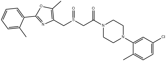 Ethanone, 1-[4-(5-chloro-2-methylphenyl)-1-piperazinyl]-2-[[[5-methyl-2-(2-methylphenyl)-4-oxazolyl]methyl]sulfinyl]- Structure