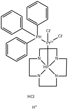 Platinate(1-), dichloro(octahydro-8bH-2a,4a,6a,8a-tetraaza-8bl5-phosphapentaleno[1,6-cd]pentalenato-P8b)(triphenylphosphine)-, hydrogen,monohydrochloride, (SP-4-3)- (9CI) Structure