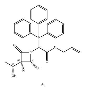 1-Azetidineacetic acid, 3-(1-hydroxyethyl)-2-mercapto-4-oxo-α-(triphenylphosphoranylidene)-, 2-propenyl ester, monosilver(1+) salt, [2R-[2α,3β(R*)]]- (9CI) Structure