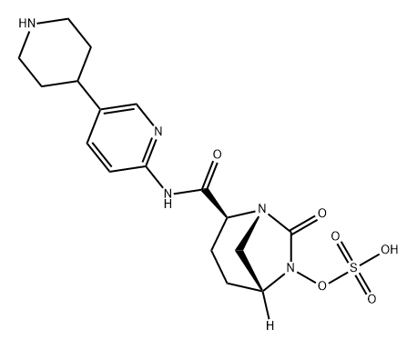(2S,5R)-7-oxo-N-(5-piperidin-4-ylpyridin-2-yl)-6-(sulfooxy)-1,6-diazabicyclo[3.2.1]octane-2-carboxamide Structure