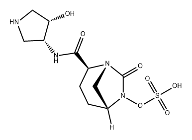 (2S,5R)-N-[(3R,4S)-4-hydroxypyrrolidin-3-yl]-7-oxo-6-(sulfooxy)-1,6-diazabicyclo[3.2.1]octane-2-carboxamide Structure