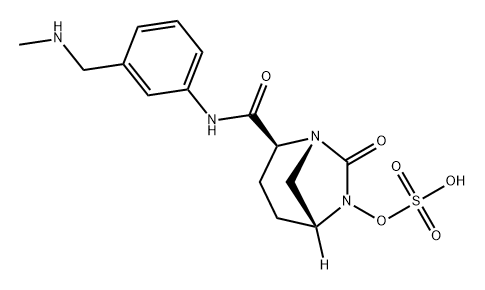 (2S,5R)-N-{3-[(methylamino)methyl]phenyl}-7-oxo-6-(sulfooxy)-1,6-diazabicyclo[3.2.1]octane-2-carboxamide Structure