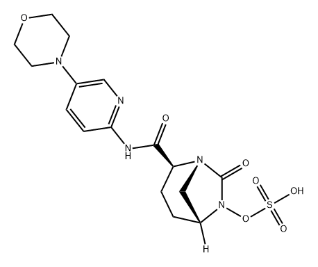 (2S,5R)-N-(5-morpholin-4-ylpyridin-2-yl)-7-oxo-6-(sulfooxy)-1,6-diazabicyclo[3.2.1]octane-2-carboxamide Structure