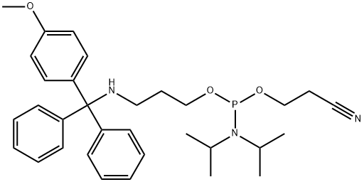 2-Cyanoethyl 3-[[(4-methoxyphenyl)diphenylmethyl]amino]propyl N,N-bis(1-methylethyl)phosphoramidite Structure