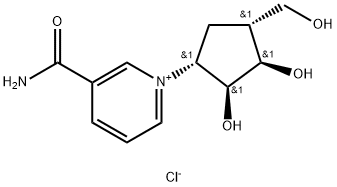 3-(Aminocarbonyl)-1-[(1R,2S,3R,4R)-2,3-dihydroxy-4-(hydroxymethyl)cyclopentyl]pyridinium chloride Structure