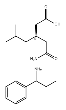Hexanoic acid, 3-(2-amino-2-oxoethyl)-5-methyl-, (3R)-, compd. with α-ethylbenzenemethanamine (1:1)