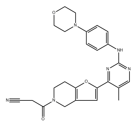 6,7-Dihydro-2-[5-methyl-2-[[4-(4-morpholinyl)phenyl]amino]-4-pyrimidinyl]-β-oxofuro[3,2-c]pyridine-5(4H)-propanenitrile Structure