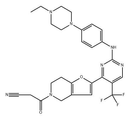 2-[2-[[4-(4-Ethyl-1-piperazinyl)phenyl]amino]-5-(trifluoromethyl)-4-pyrimidinyl]-6,7-dihydro-β-oxofuro[3,2-c]pyridine-5(4H)-propanenitrile Structure