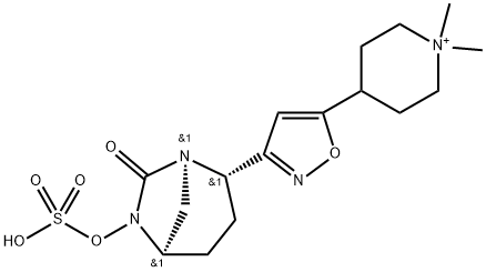 1,1-Dimethyl-4-[3-[(1R,2S,5R)-7-oxo-6-(sulfooxy)-1,6-diazabicyclo[3.2.1]oct-2-yl]-5-isoxazolyl]piperidinium Structure