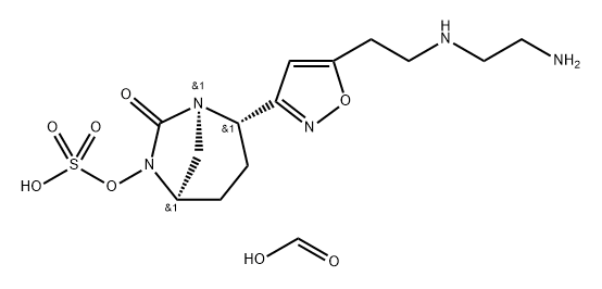 Formic acid, compd. with (1R,2S,5R)-7-oxo-2- [5-[3-(4-piperidinylamino)propyl]-1,3,4- oxadiazol-2-yl]-1,6-diazabicyclo[3.2.1]oct-6-yl hydrogen sulfate (1:X) Structure
