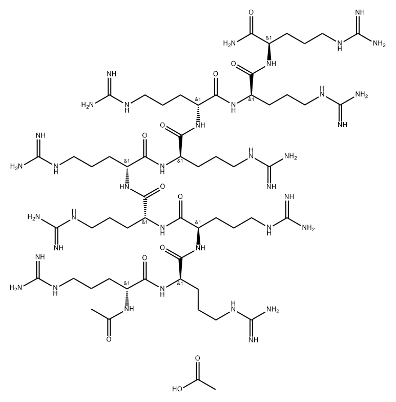 D-Argininamide, N2-acetyl-D-arginyl-D-arginyl-D-arginyl-D-arginyl-D-arginyl-D-arginyl-D-arginyl-D-arginyl-, acetate (1:9) Structure