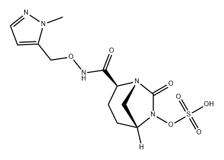 (1R,2S,5R)-2-[[[(1-Methyl-1H-pyrazol-5-yl) methoxy]amino]carbonyl]-7-oxo-1,6-diazab icyclo[3.2.1]oct-6-yl hydrogen sulfate Structure