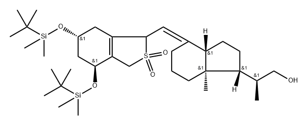 1H-Indene-1-ethanol, 4-[[(4S,6R)-4,6-bis[[(1,1-dimethylethyl)dimethylsilyl]oxy]-1,3,4,5,6,7-hexahydro-2,2-dioxidobenzo[c]thien-1-yl]methylene]octahydro-β,7a-dimethyl-, (βS,1R,3aS,4E,7aR)- Structure
