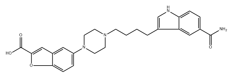 5-(4-(4-(5-Carbamoyl-1H-indol-3-yl)butyl)piperazin-1-yl)benzofuran-2-carboxylic acid Structure