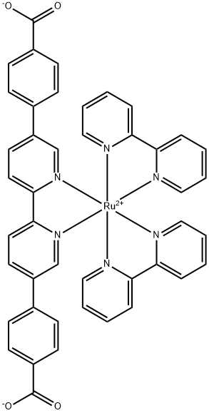 Ruthenium, bis(2,2′-bipyridine-κN1,κN1′)[[4,4′-([2,2′-bipyridine]-5,5′-diyl-κN1,κN1′)bis[benzoato]](2-)]-, (OC-6-22)- Structure