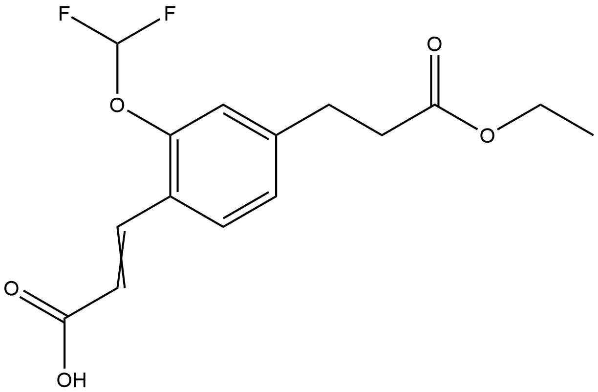 2-(Difluoromethoxy)-4-(3-ethoxy-3-oxopropyl)cinnamic acid Structure