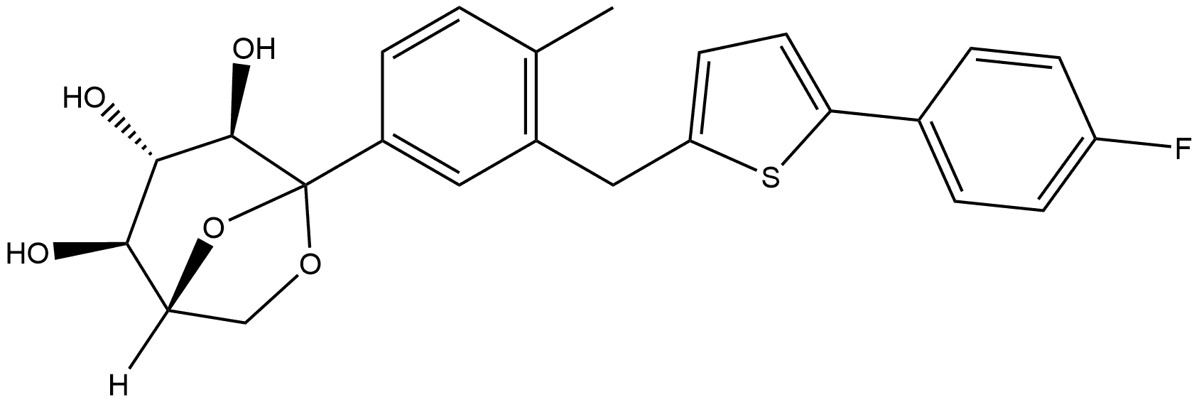 D-Glucopyranose, 1,6-anhydro-1-C-[3-[[5-(4-fluorophenyl)-2-thienyl]methyl]-4-methylphenyl]- Structure