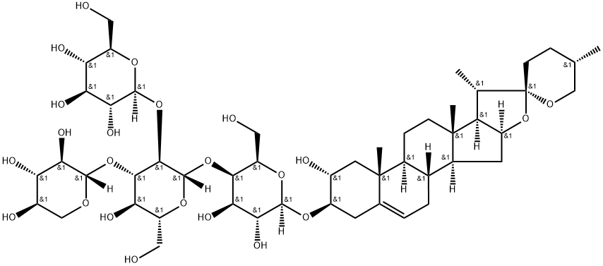 b-D-Galactopyranoside, (2a,3b,25S)-2-hydroxyspirost-5-en-3-yl O-b-D-glucopyranosyl-(1(R)2)-O-[b-D-xylopyranosyl-(1(R)3)]-O-b-D-glucopyranosyl-(1(R)4)- (9CI) Structure