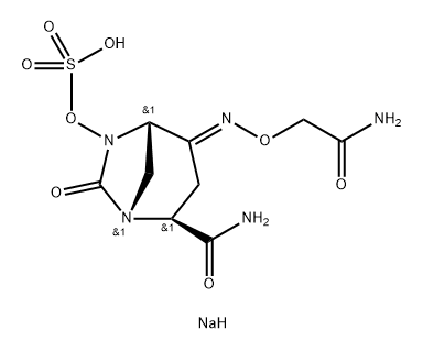 Sulfuric acid, mono[(1R,2S,5S)-2-(aminoca rbonyl)-4-[(2-amino-2-oxoethoxy)imino]-7- oxo-1,6-diazabicyclo[3.2.1]oct-6-yl] ester, sodium salt (1:1) Structure