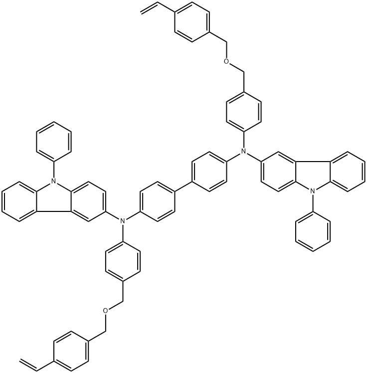N4,N4′-bis[4-[[(4-ethenylphenyl)methoxy]methyl]phenyl]-N4,N4′-bis(9-phenyl-9H-carbazol-3-yl)- [1,1′-biphenyl]-4,4′-diamine Structure
