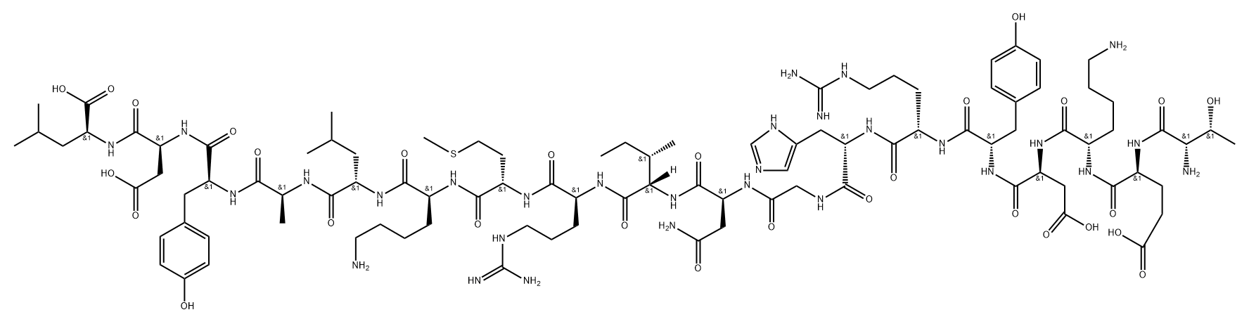 L-Leucine, L-threonyl-L-α-glutamyl-L-lysyl-L-α-aspartyl-L-tyrosyl-L-arginyl-L-histidylglycyl-L-asparaginyl-L-isoleucyl-L-arginyl-L-methionyl-L-lysyl-L-leucyl-L-alanyl-L-tyrosyl-L-α-aspartyl- Structure