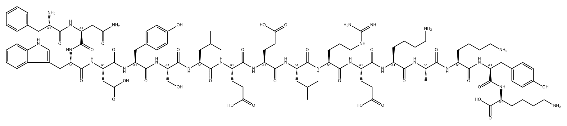 L-Lysine, L-phenylalanyl-L-asparaginyl-L-tryptophyl-L-α-aspartyl-L-tyrosyl-L-seryl-L-leucyl-L-α-glutamyl-L-α-glutamyl-L-leucyl-L-arginyl-L-α-glutamyl-L-lysyl-L-alanyl-L-lysyl-L-tyrosyl- Structure