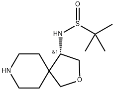 2-Propanesulfinamide, 2-methyl-N-(4S)-2-oxa-8-azaspiro[4.5]dec-4-yl-, [S(R)]- Structure
