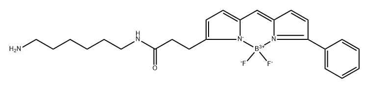 Boron, [N-(6-aminohexyl)-5-[(5-phenyl-2H-pyrrol-2-ylidene-κN)methyl]-1H-pyrrole-2-propanamidato-κN1]difluoro-, (T-4)- Structure