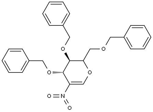 5-nitro-3,4-bis(phenylmethoxy)-2-(phenylmethoxymethyl)-3,4-dihydro-2H-pyran Structure