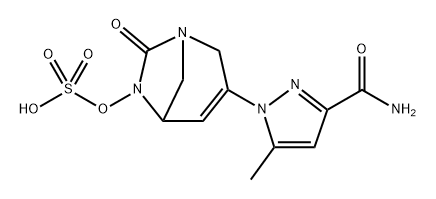 3-(3-carbamoyl-5-methyl-1H-pyrazol-1-yl)-7-oxo-1,6-diazabicyclo[3.2.1]oct-3-en-6-yl hydrogen sulfate Structure