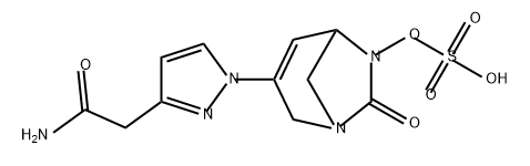 3-(3-(2-amino-2-oxoethyl)-1H-pyrazol-1-yl)-7-oxo-1,6-diazabicyclo[3.2.1]oct-3-en-6-yl hydrogen sulfate Structure