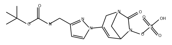 3-(3-(((tert-butoxycarbonyl)amino)methyl)-1H-pyrazol-1-yl)-7-oxo-1,6-diazabicyclo[3.2.1]oct-3-en-6-yl hydrogen sulfate Structure
