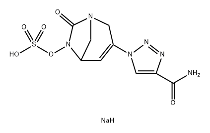 sodium 3-(4-carbamoyl-1H-1,2,3-triazol-1-yl)-7-oxo-1,6-diazabicyclo[3.2.1]oct-3-en-6-yl sulfate Structure