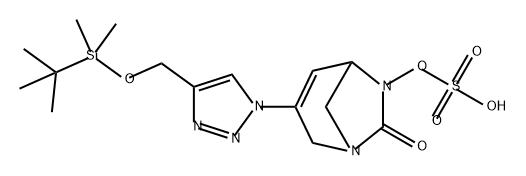 Sulfuric acid, mono[3-[4-[[[(1,1-dimethylethyl) dimethylsilyl]oxy]methyl]-1H-1,2,3-triazol-1-yl] -7-oxo-1,6-diazabicyclo[3.2.1]oct-3-en-6-yl] ester Structure