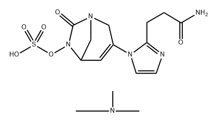 trimethylammonium [3-[2-(3-amino-3-oxopropyl)imidazol-1-yl]-7-oxo-1,6-diazabicyclo[3.2.1]oct-3-en-6-yl]sulfate Structure