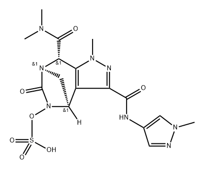 rel-(4R,7R,8S)-8-[(Dimethylamino)carbonyl]-4, 8-dihydro-1-methyl-3-[[(1-methyl-1H-pyrazol4-yl)amino]carbonyl]-6-oxo-1H-4,7-methanop yrazolo[3,4-e][1,3]diazepin-5(6H)-yl hydrogen sulfate Structure