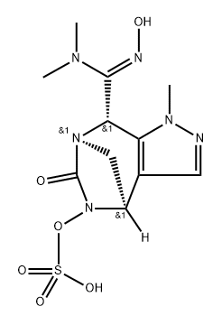 rel-(4R,7R,8S)-8-[(Z)-(Dimethylamino)(hydrox yimino)methyl]-4,8-dihydro-1-methyl-6-oxo1H-4,7-methanopyrazolo[3,4-e][1,3]diazepin5(6H)-yl hydrogen sulfate Structure
