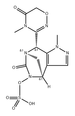 rel-(4R,7R,8S)-8-(5,6-Dihydro-4-methyl-5-oxo4H-1,2,4-oxadiazin-3-yl)-4,8-dihydro-1-methyl6-oxo-1H-4,7-methanopyrazolo[3,4-e][1,3] diazepin-5(6H)-yl hydrogen sulfate Structure