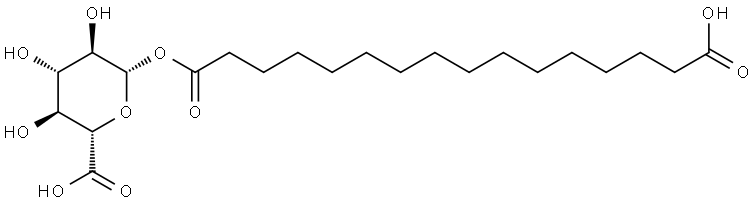 (2S,3S,4S,5R,6S)-6-((14-carboxy-8-hydroxy-2,2,14-trimethylpentadecanoyl)oxy)-3,4,5-trihydroxytetrahydro-2H-pyran-2-carboxylic acid Structure