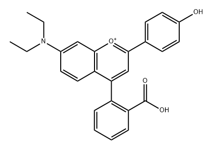 1-Benzopyrylium, 4-(2-carboxyphenyl)-7-(diethylamino)-2-(4-hydroxyphenyl)- Structure