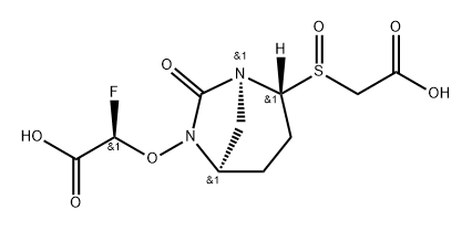 (R)-2-(((1S,2R,5R)-2-((R)-(carboxymethyl)sulfinyl)-7-oxo-1,6-diazabicyclo[3.2.1]octan-6-yl)oxy)-2-fluoroacetic acid Structure